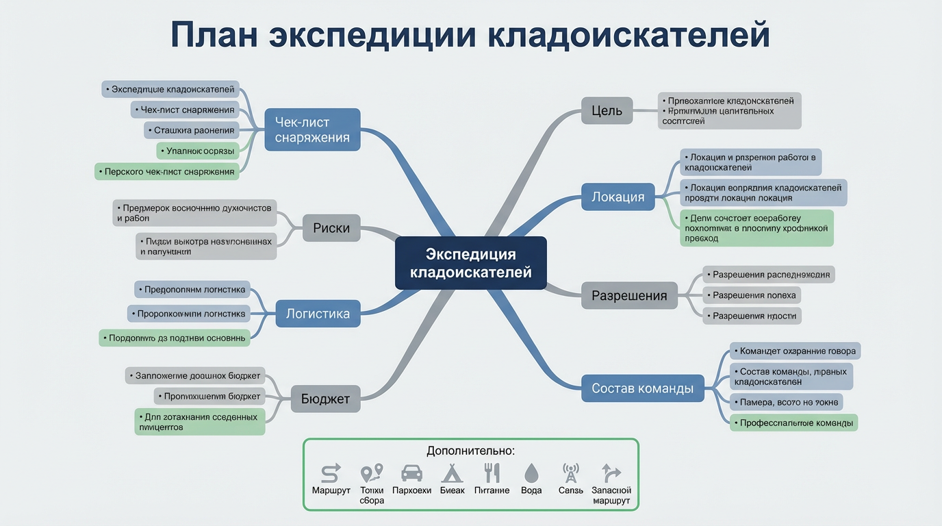 План экспедиции кладоискателей