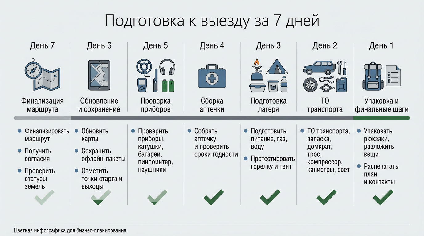 Подготовка к выезду за 7 дней